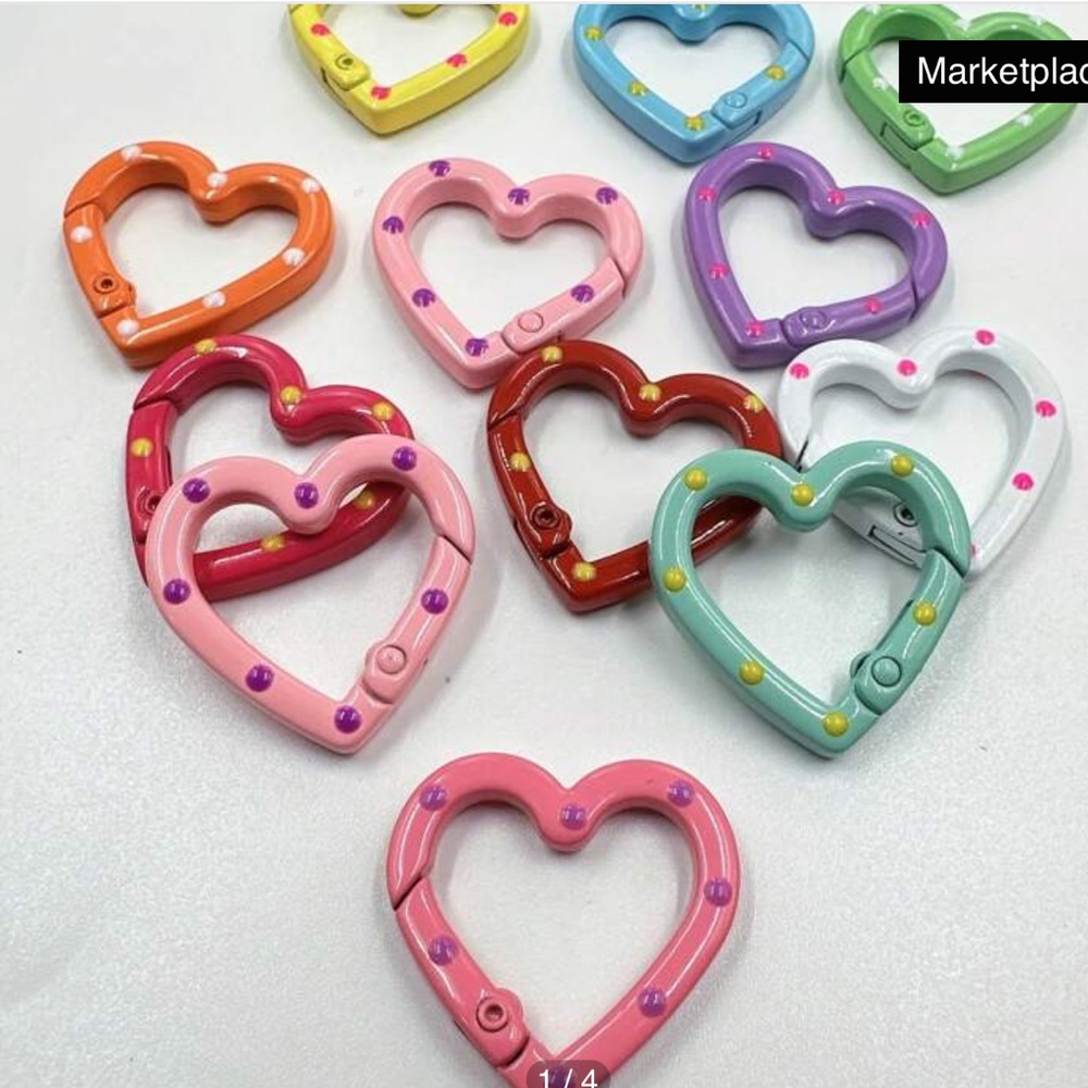 10 Heart Carabiner Keychain Spring Key Ring trigger clip snap hook gift office
